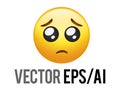 Vector yellow face pity pleading begging eyes icon Royalty Free Stock Photo