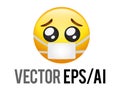 Vector yellow face pity pleading begging eyes icon with mask