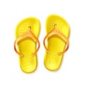 Vector yellow flip flops beach footwear slippers Royalty Free Stock Photo