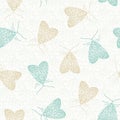 Vector Yellow Green Butterflies on a White Background Seamless Repeat Pattern. Background for textiles, cards Royalty Free Stock Photo