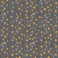 Vector yellow grey flowers trees seamless pattern