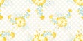 Vector yellow hand painted flowers seamless pattern on light beige crossed background