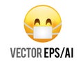 Vector yellow happy smiley face icon with wearing protect mask Royalty Free Stock Photo