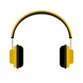 Vector yellow headphones icon on white background.Headphones logo and symbols