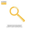 Vector yellow magnifying glass flat design icon