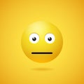 Vector yellow neutral emoticon with opened eyes