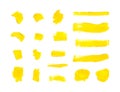 Vector Yellow Paint Strokes Background, Blank Smears Set.