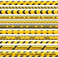 Vector yellow plastic caution tape or warning set