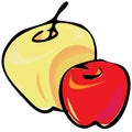 Vector yellow and red apples simplified drawing