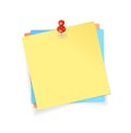 Vector Yellow, red, blue stickers and red pin Royalty Free Stock Photo