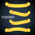 Vector yellow ribbon banners set. Beautiful blank for decoration graphic. Premium decorative elements