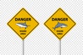 Vector Yellow Shark Sighting Sign Set Isolated. Shark Attack Warning. Danger for Surfing and Swimming. Shark Zone, Area Royalty Free Stock Photo