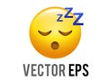 Vector yellow sleepy face icon with ZZZ symbols