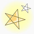 Vector yellow Star in flat style. Pentagram isolated on white background. Sticker, icon, outline, coloring page