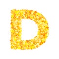 Vector yellow stars font, letter D