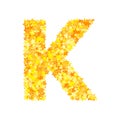 Vector yellow stars font, letter K