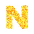 Vector yellow stars font, letter N