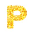 Vector yellow stars font, letter P