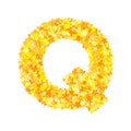 Vector yellow stars font, letter Q