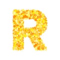 Vector yellow stars font, letter R