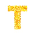 Vector yellow stars font, letter T