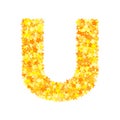 Vector yellow stars font, letter U