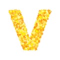 Vector yellow stars font, letter V