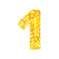 Vector yellow stars font, numeral 1