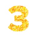 Vector yellow stars font, numeral 3