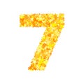 Vector yellow stars font, numeral 7