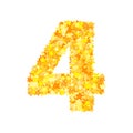 Vector yellow stars font, numeral 4