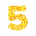 Vector yellow stars font, numeral 5