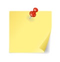 Vector Yellow sticker and red pin Royalty Free Stock Photo