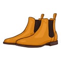 Vector Yellow Suede Shoes. Cartoon Classic Chelsea Boots