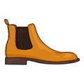 Vector Yellow Suede Shoes. Cartoon Classic Chelsea Boots. Side View Illustration