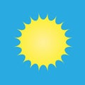 Vector yellow sun symbol on blue background