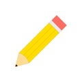 Vector yellow thick wooden pencil with rubber eraser in outline Illustration style isolated illustration Royalty Free Stock Photo