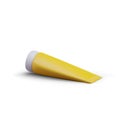 Vector yellow tube lies on white background. Realistic color image