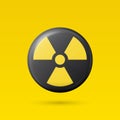 Vector Yellow Warning, Danger Nuclear Sign, Black Button Badge Icon Isolated. Radioactive Warning Symbol. Circle, Round Royalty Free Stock Photo