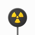 Vector Yellow Warning, Danger Nuclear Sign, Black Sign, Icon Isolated. Radioactive Warning Symbol. Circle, Round