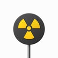 Vector Yellow Warning, Danger Nuclear Sign, Black Sign, Icon Isolated. Radioactive Warning Symbol. Circle, Round