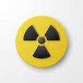 Vector Yellow Warning, Danger Radiation Sign, Button Badge Icon Isolated. Nuclear Power Station, Radioactive Warning Royalty Free Stock Photo