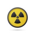Vector Yellow Warning, Danger Radiation Sign, Button Badge Icon Isolated. Nuclear Power Station, Radioactive Warning Royalty Free Stock Photo