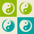 Vector Yin Yang in a Zen Circle Set Illustration Royalty Free Stock Photo