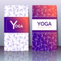 Vector yoga cards with girls in yoga poses and sample text