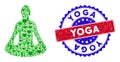 Bicolor Yoga Grunge Rubber Stamp with Yoga Icon Winery Composition