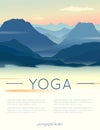 Vector yoga illustration with mountains landscape