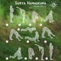 Vector yoga illustration. Surya Namaskara. Yoga set.