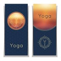 Vector yoga illustration. Yoga posters with floral ornament and yogi silhouette. Identity design for yoga studio, yoga center or c Royalty Free Stock Photo