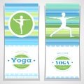 Vector yoga illustration. Yoga posters with watercolor texture and yogi silhouette. Royalty Free Stock Photo